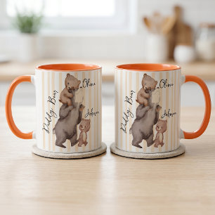 Taza Regalo Del Día Del Padre Oso Papá Rayado Para