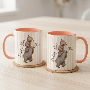 Taza Regalo Del Día Del Padre Oso Papá Rayado Para