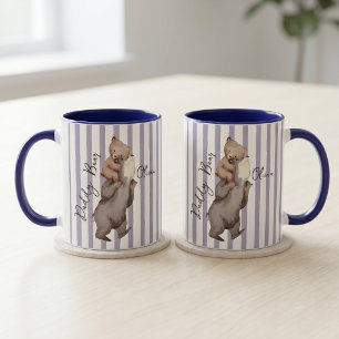 Taza Regalo Del Día Del Padre Oso Papá Rayado Para