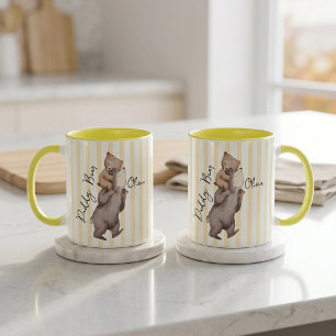 Taza Regalo Del Día Del Padre Oso Papá Rayado Para