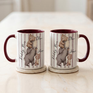 Taza Regalo Del Día Del Padre Oso Papá Rayado Para
