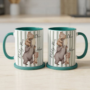 Taza Regalo Del Día Del Padre Oso Papá Rayado Para