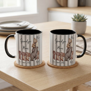 Taza Regalo Del Día Del Padre Oso Papá Rayado Para
