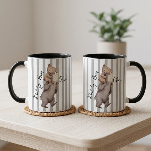 Taza Regalo Del Día Del Padre Oso Papá Rayado Para