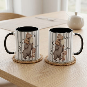 Taza Regalo Del Día Del Padre Oso Papá Rayado Para