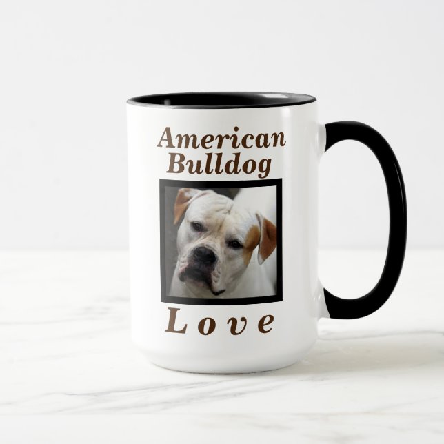 Taza Regalo del perro "del amor americano del bulldog" (Derecha)