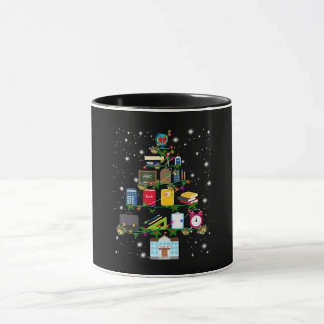 Taza Regalo del profesor | Árbol de Navidad relacionado (Centro)