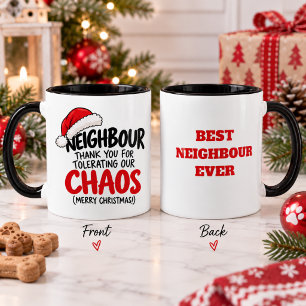 Taza Regalo Divertido de Navidad para Vecinos con Humor