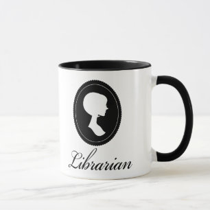 Taza Regalo elegante del bibliotecario de la silueta