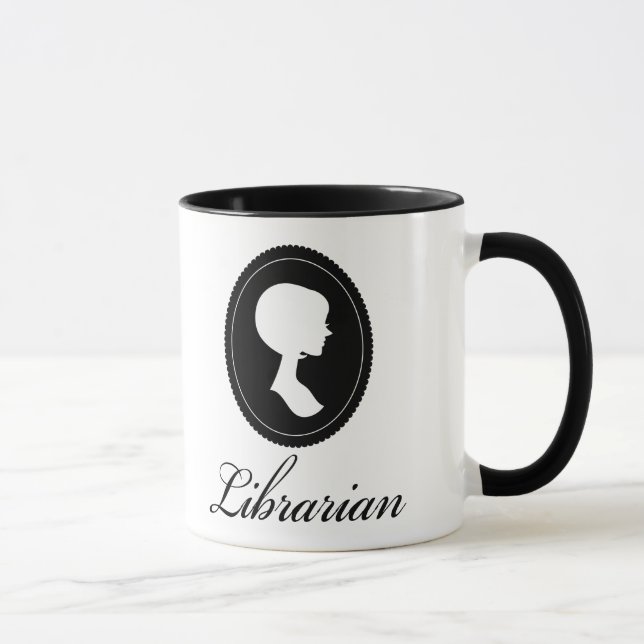 Taza Regalo elegante del bibliotecario de la silueta (Derecha)