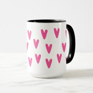 Taza Regalo Femenino de Moda con Patrón de Corazón Rosa