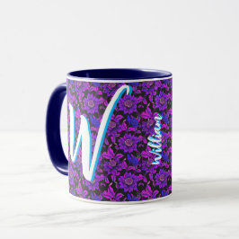 Taza Regalo Floral Retro (Nombre, Monograma) Vintage an