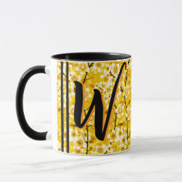 Taza Regalo Floral Rústico (Iniciales del Nombre) Antig