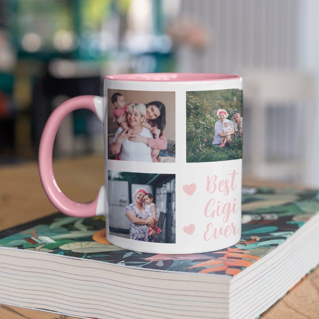 Taza Regalo fotográfico personalizado para Gigi - La me (Pink Best Gigi Ever Grandma Personalized Photo Mug
)
