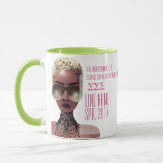 Taza Regalo griego de encargo rosado y verde de la
