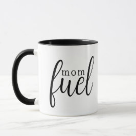 Taza Regalo minimalista de 'Combustible de Mamá' en neg