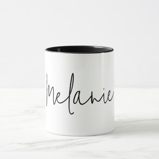 Taza Regalo moderno Minimalista de peluche blanco negro (Centro)