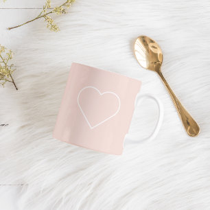 Taza Regalo moderno Pastel Rosa y Corazón Minimalista A