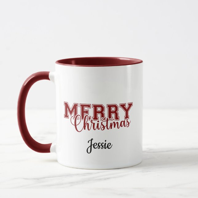 Taza Regalo navideño de Feliz Feliz Navidad en el Rojo  (Izquierda)