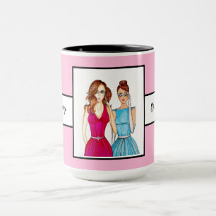 Taza Regalo para Damas de Honor Pink Ringer 15oz