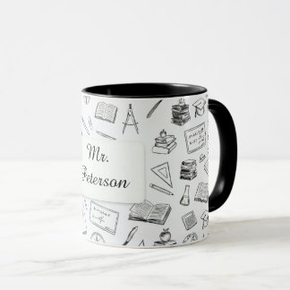Taza Regalo para maestro negro y blanco Ciencia Matemát