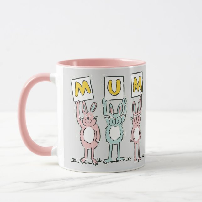Taza Regalo para Mamá Conejos divertidos Diseño Mug (Izquierda)