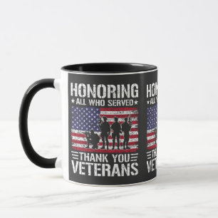 Taza Regalo Patriótico de Servicio Militar Gracias Vete