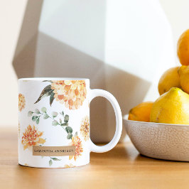 Taza Regalo personalizado de flores modernas amarillo y