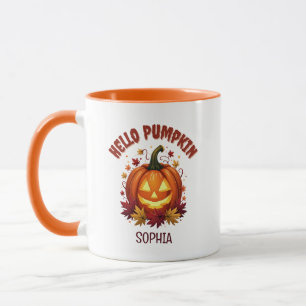 Taza Regalo personalizado de Halloween 'Hola Calabaza'