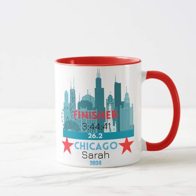 Taza Regalo Personalizado De La Maratón De Chicago 2024 (Derecha)