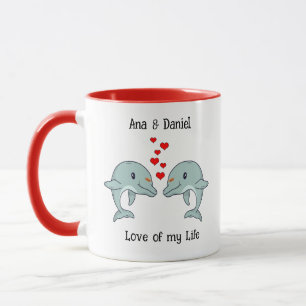 Taza Regalo personalizado de la pareja de delfines