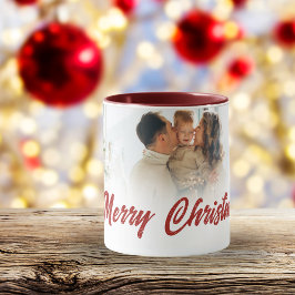 Taza Regalo personalizado de Navidad con foto familiar