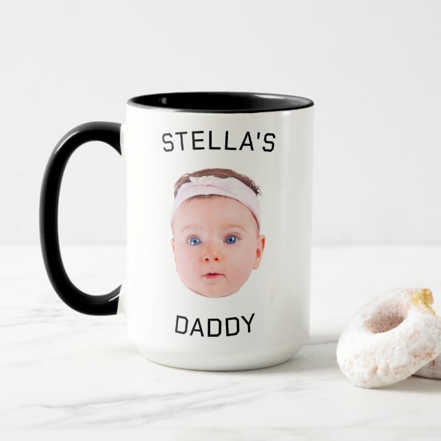 Taza Regalo personalizado de papá con foto de bebé (Con donut)