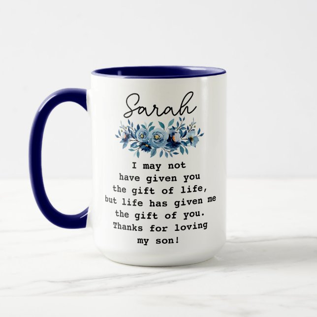 Taza Regalo personalizado para nuera de madre política  (Izquierda)