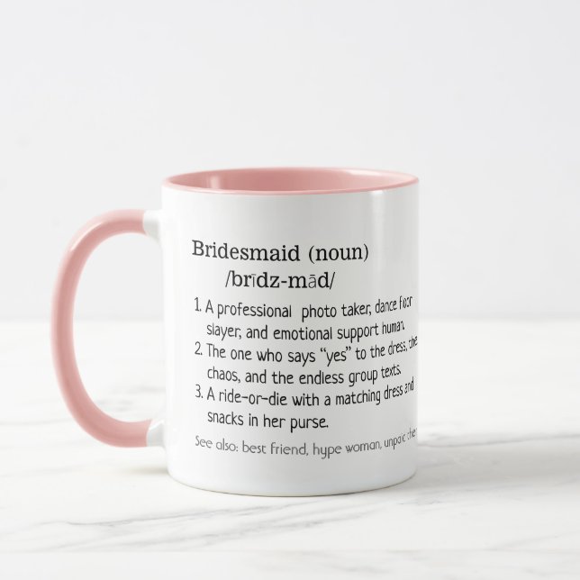 Taza Regalo Sentimental Definición de Dama de Honor (Izquierda)