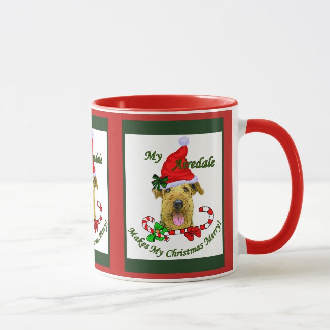 Taza Regalos de Airedale Terrier Navidades (Derecha)