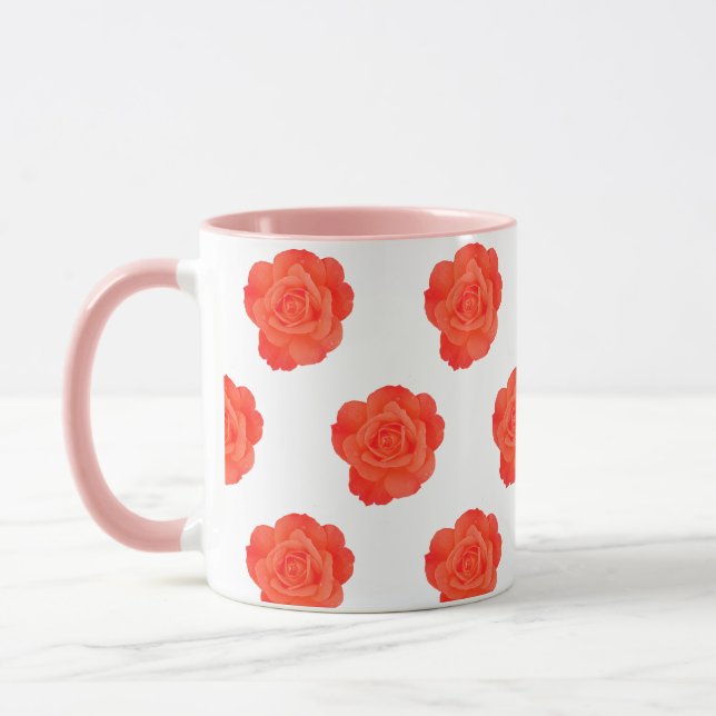 Taza Regalos de arte personalizados de rosa naranja flo (Izquierda)