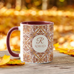 Taza Regalos de dama de honor Terracotta Talavera monog<br><div class="desc">Regalos de damas de honor Talavera mexicana terracota marrone marrón elegante boda monogramada taza de café personalizada,  nombres personalizados tazas fiestas de boda impresas,  tonos de talavera marrón fiesta de novias favorece el nombre personalizado café taavera regalos de boda para su taza de café monocasco regalos personalizados para ella</div>