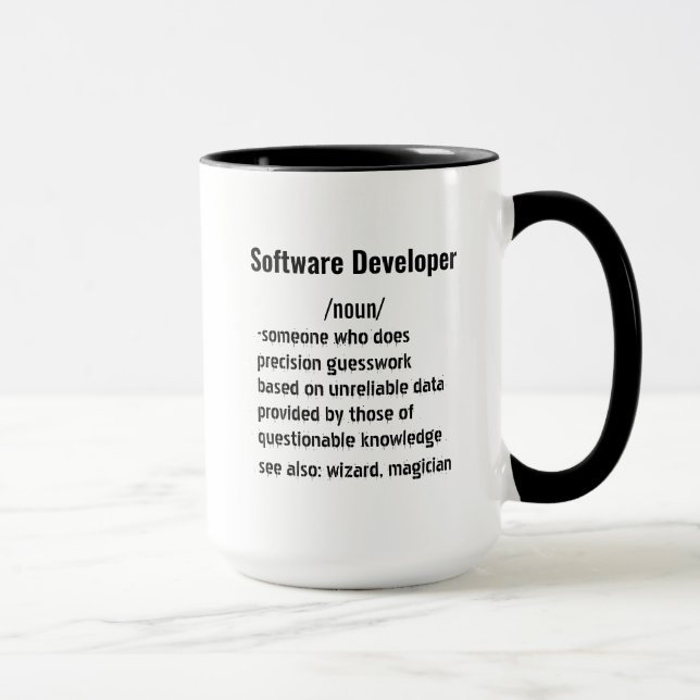 Taza Regalos de definición de desarrollador de software (Derecha)