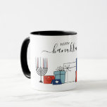 Taza Regalos de Hanukkah y café de vacaciones de Menora<br><div class="desc">Personalice el texto personalizado anterior. En nuestra colección "Hanukkah Gifts and a Menorah" se pueden encontrar elementos de coordinación adicionales.</div>
