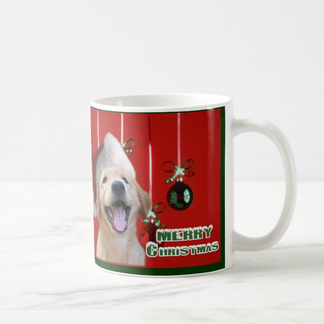 Taza Regalos de tarjetas de Navidades de Golden Retriev (Derecha)