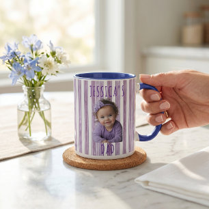 Taza Regalos del Día del Padre para Papá Rayas Moradas