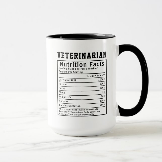 Taza Regalos divertidos de datos nutricionales para vet (Derecha)
