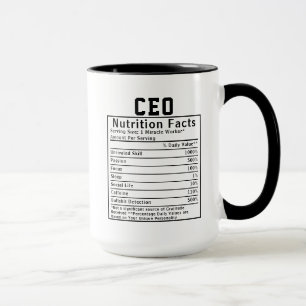 Taza Regalos divertidos para CEO con datos nutricionale