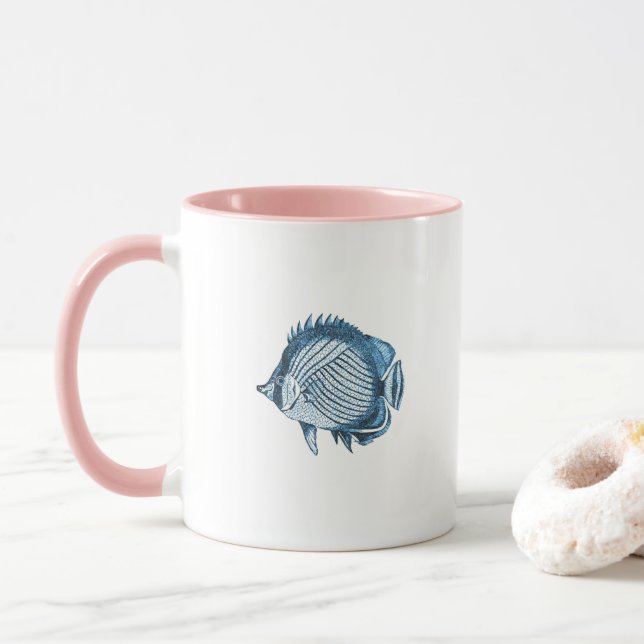 Taza Regalos náuticos costeros de pescado azul océano (Con donut)