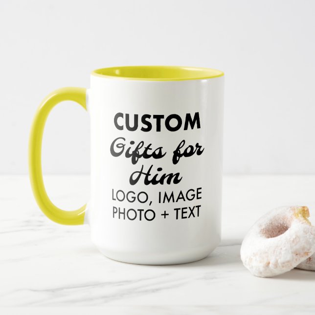 Taza Regalos personalizados para él amarillo Combo Mug  (Con donut)