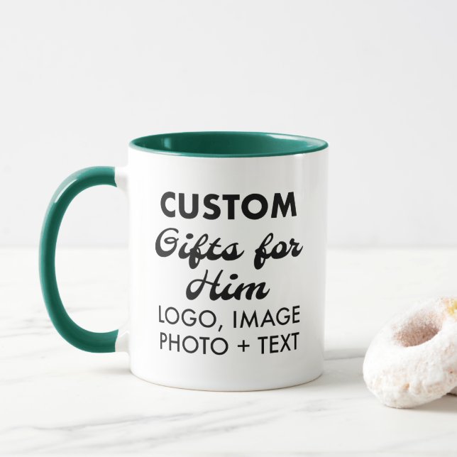 Taza Regalos personalizados para Him Hunter Green Combo (Con donut)