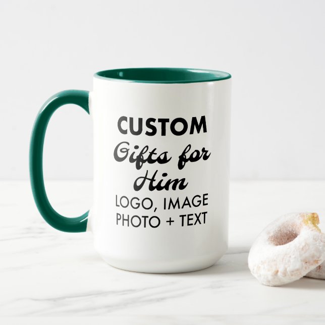 Taza Regalos personalizados para Him Hunter Green Combo (Con donut)