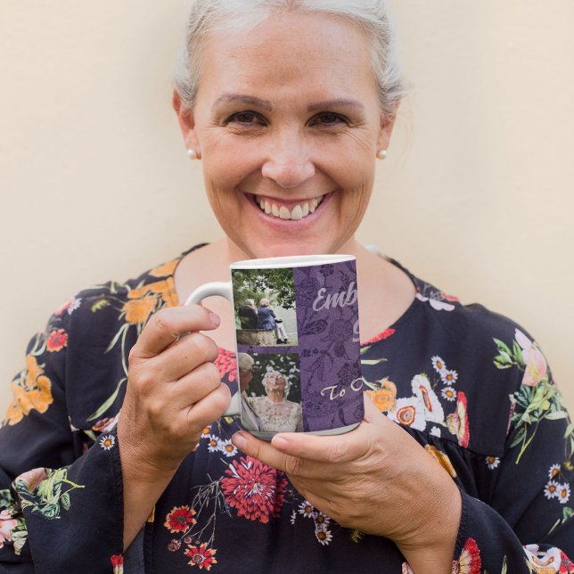 Taza Regalos Personalizados para Parejas de Padres Mayo (Custom Gifts for Older Parents Couples Violet Mug)