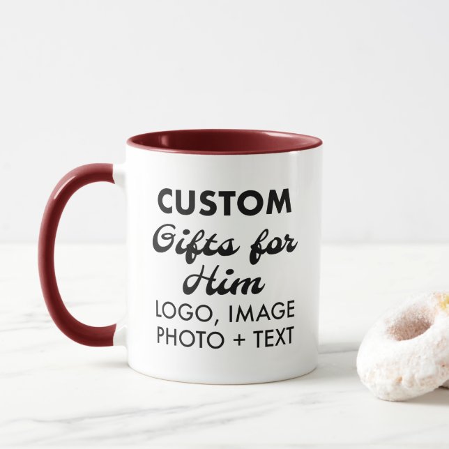 Taza Regalos personalizados para su Maroon Combo Mug 11 (Con donut)